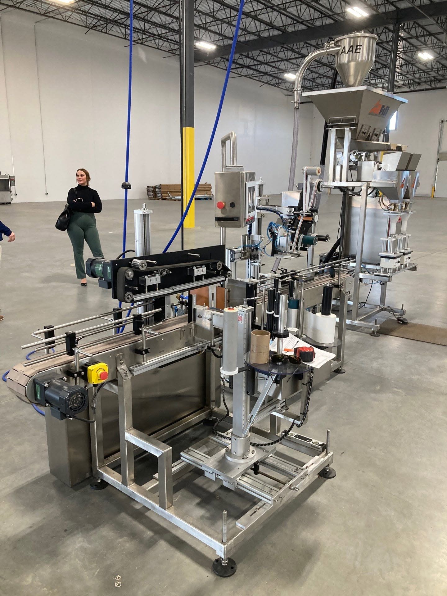 Commercial production machinery at a customer facility before crating