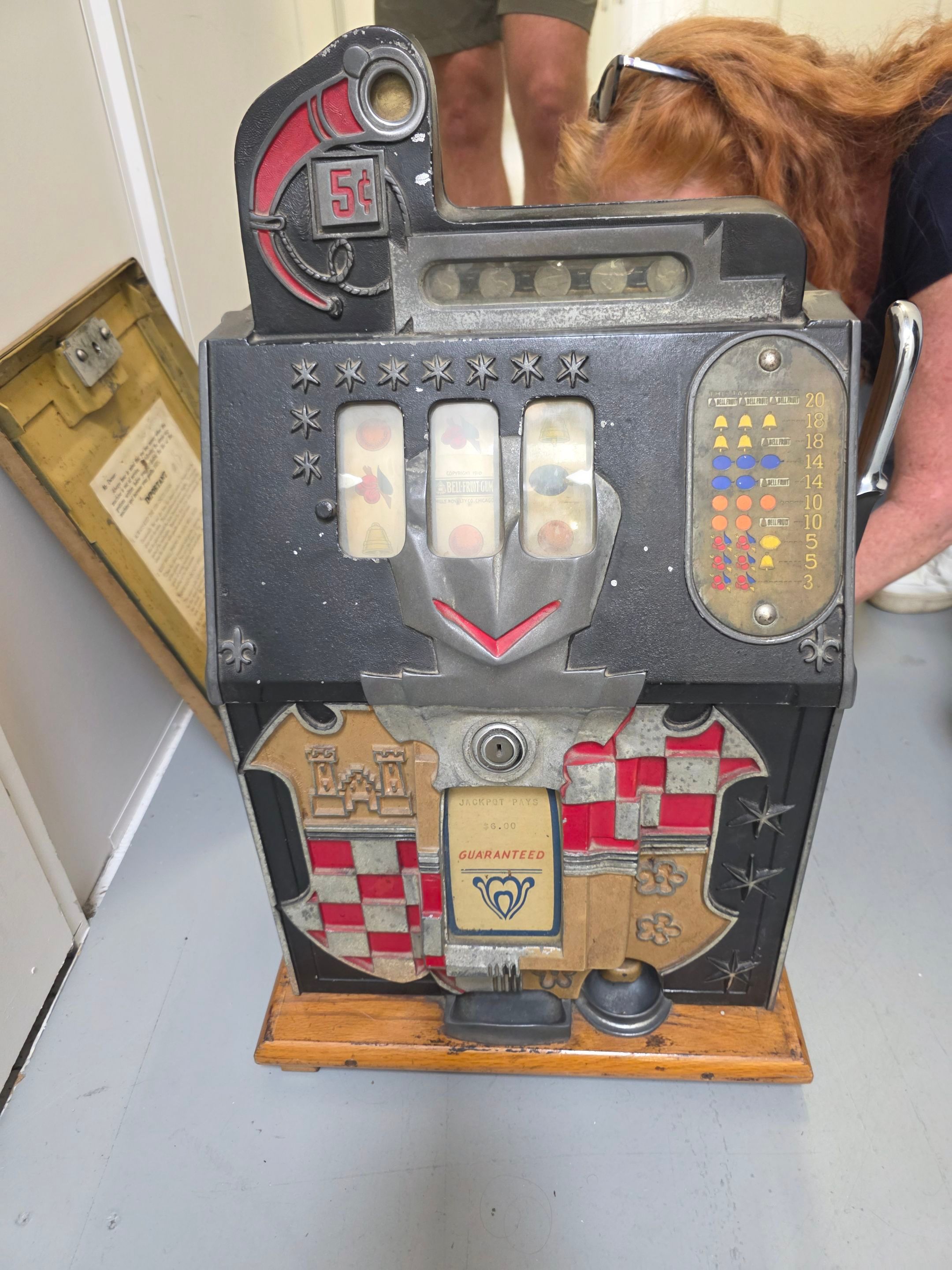Vintage slot machine before custom crating